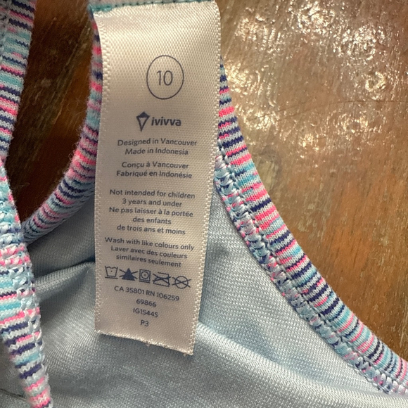 Girls Ivivva Tank Top Size 10 Pink Blue Striped - Picture 5 of 6